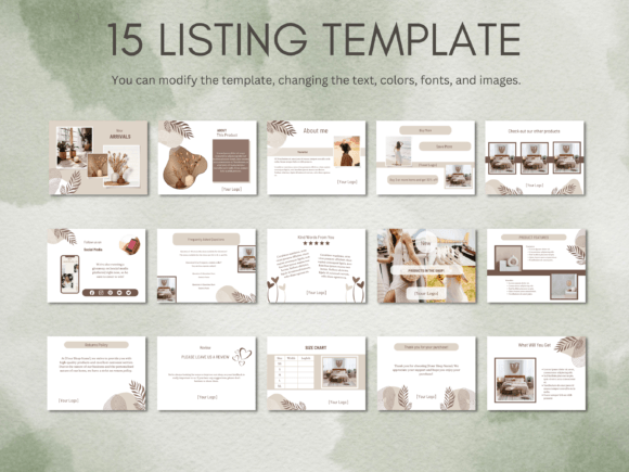 Boho Etsy Shop Branding Templates Canva