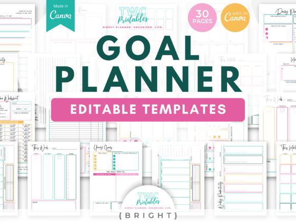 Goal Planner Canva Templates | BRIGHT: Your All-in-One Planning System